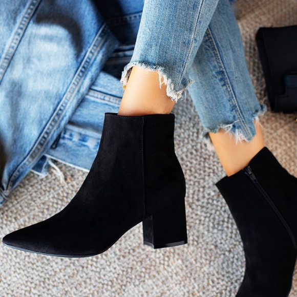 BAMBOO Shoes - NEW🔥Block Low Heel Pointy Toe Booties Ankle Boots